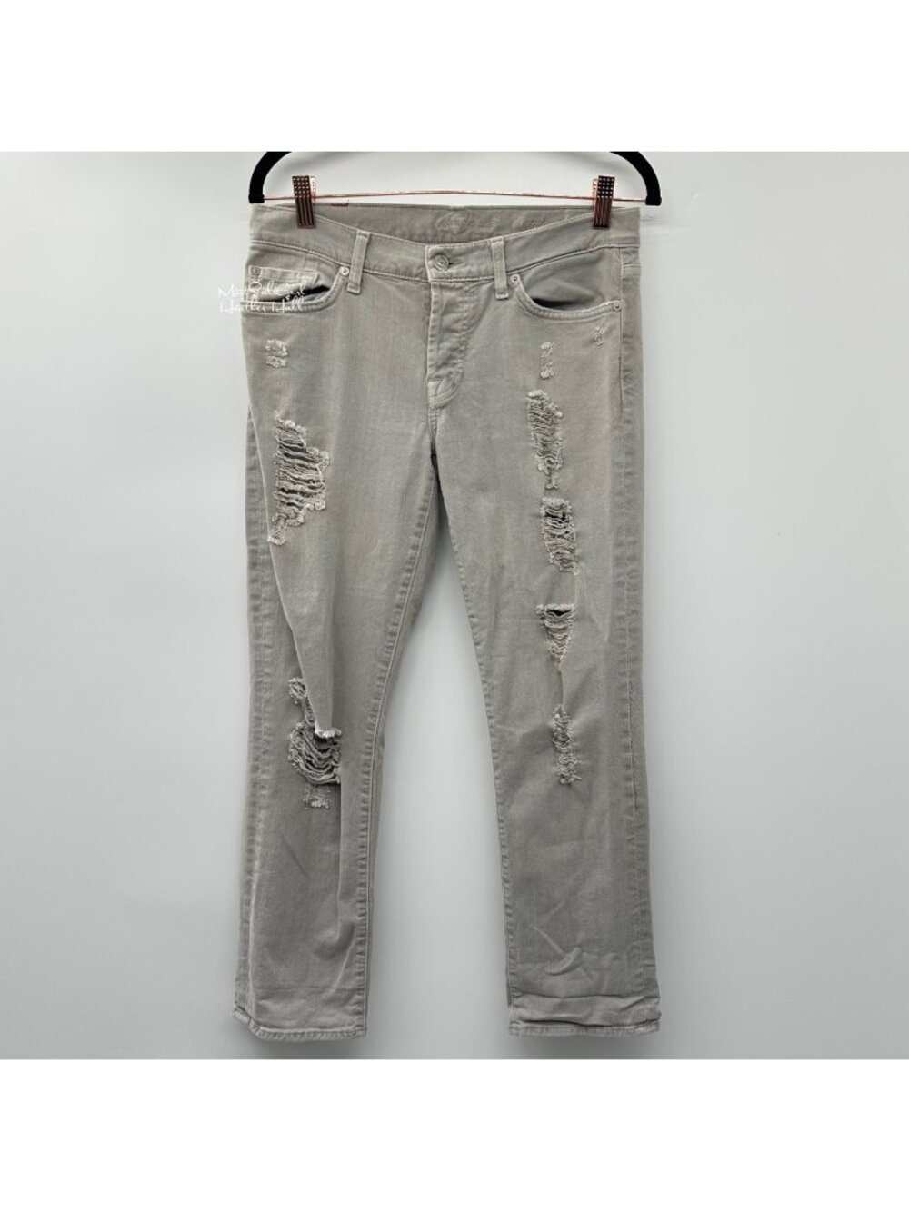 7 For All Mankind Rickie Distressed Boyfriend Ankle Jeans Size 24